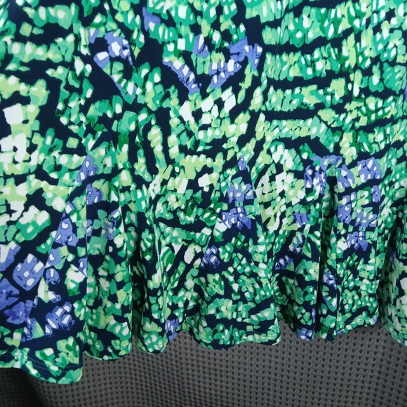 Allison Daley Women's Skirt Size 8 Green Blue Abstract Print Elastic Waist - Picture 4 of 7